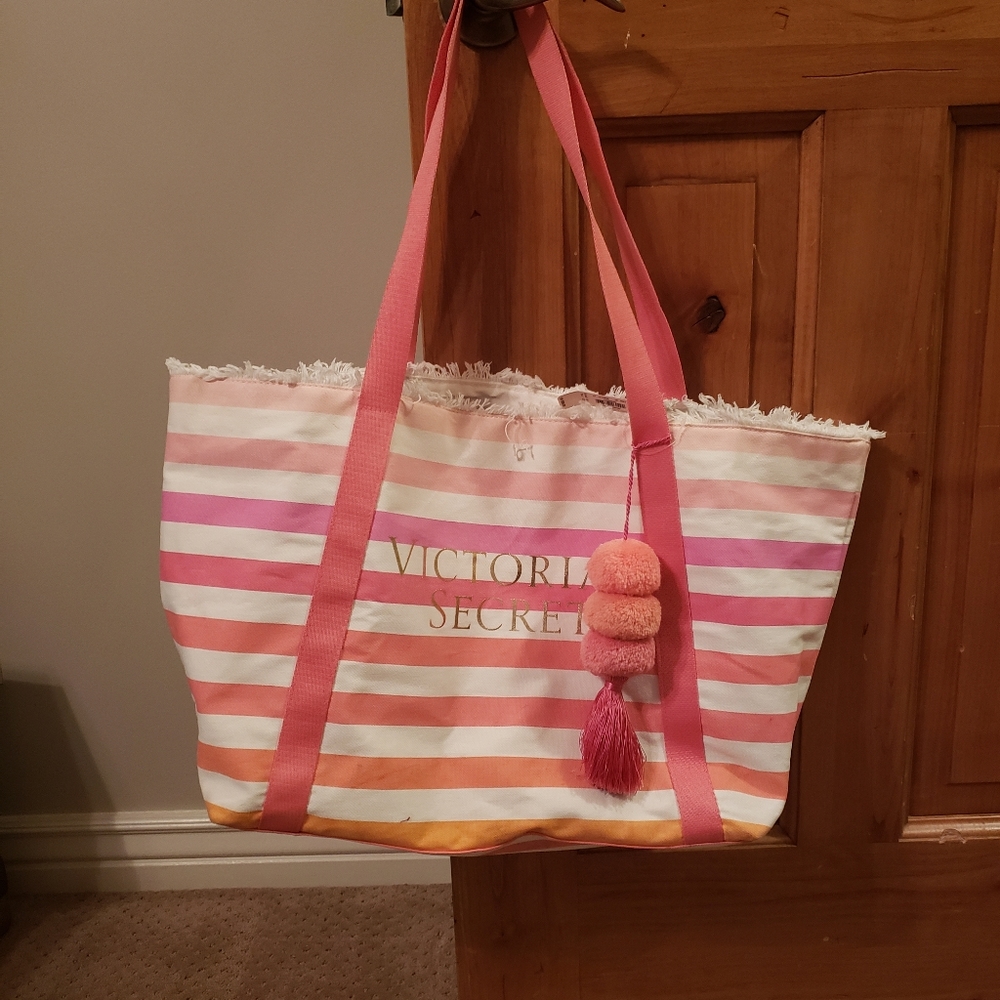 Victoria Secret large stripe tote bag